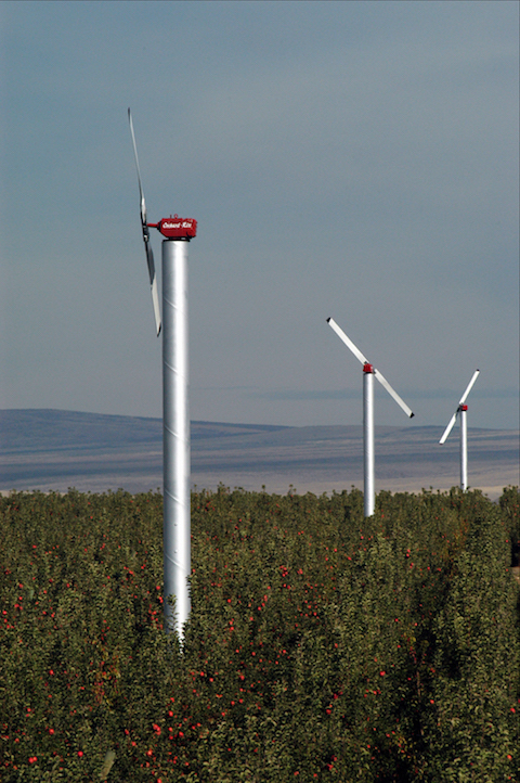 Frost protection 3 wind machines in line